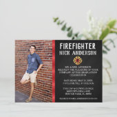 Aankondiging Afstuderen van Trendy Firefighter Sch (Staand voorkant)