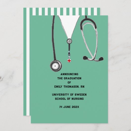 Aankondiging Afstuderen verpleegschool (Voorkant / Achterkant)