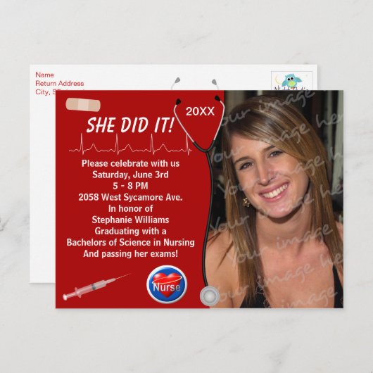 Aankondiging Afstuderen verpleegschool (Voorkant / Achterkant)