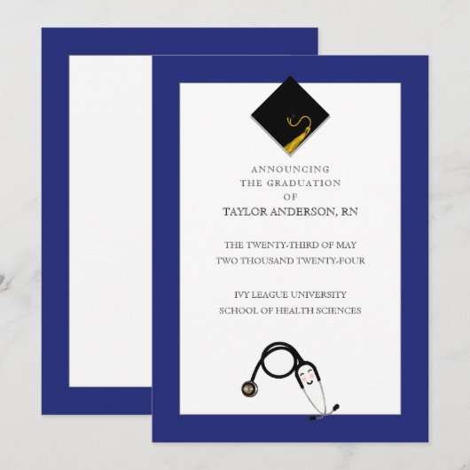 Aankondiging Afstuderen verpleegschool (Voorkant / Achterkant)