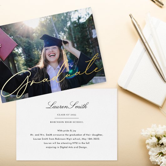 Aankondiging Afstuderen voor moderne Gold Calligra