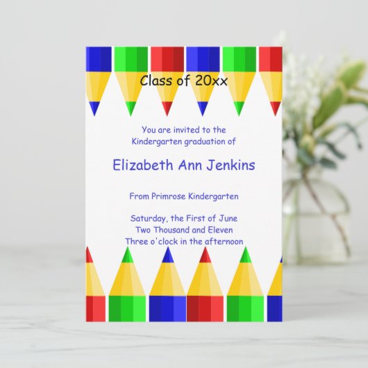 Aankondiging Afstuderen voorschool of Kindergarten (Staand voorkant)