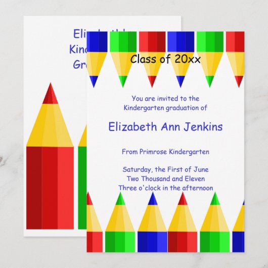 Aankondiging Afstuderen voorschool of Kindergarten (Voorkant / Achterkant)