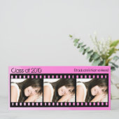 Aankondiging Afstuderen warme roze film (Staand voorkant)