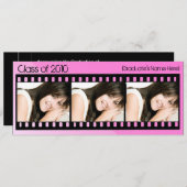 Aankondiging Afstuderen warme roze film (Voorkant / Achterkant)