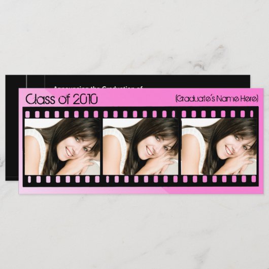 Aankondiging Afstuderen warme roze film (Voorkant / Achterkant)