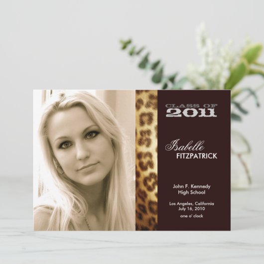 Aankondiging Afstuderen Wild Animal Print Leopard (Staand voorkant)