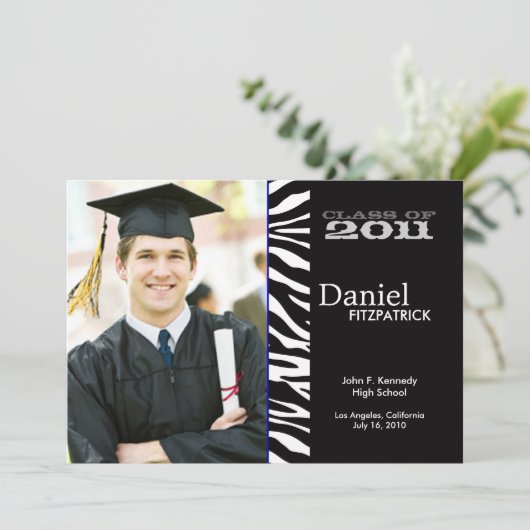 Aankondiging Afstuderen Wild Animal Print Zebra (Staand voorkant)