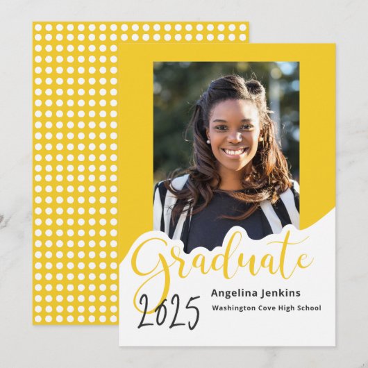 Aankondiging afstuderen Yellow Photo 2025 (Voorkant / Achterkant)