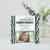 Aankondiging Afstuderen Zebra Print (jager groen) (Staand voorkant)