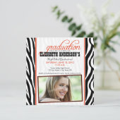 Aankondiging Afstuderen Zebra Print (oranje) (Staand voorkant)