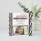 Aankondiging Afstuderen Zebra Print (rood) (Staand voorkant)