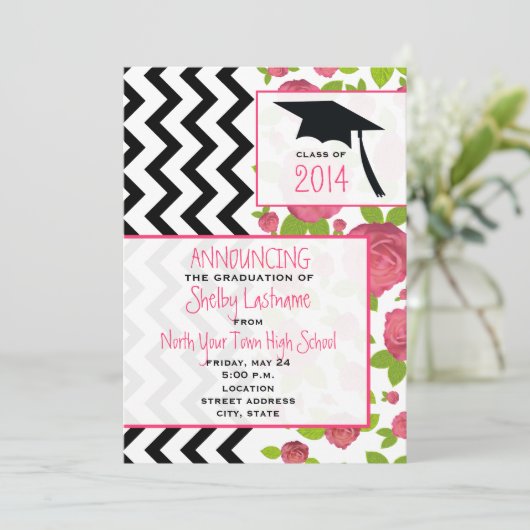 Aankondiging Afstuderen Zigzag & Floral 2014 (Staand voorkant)
