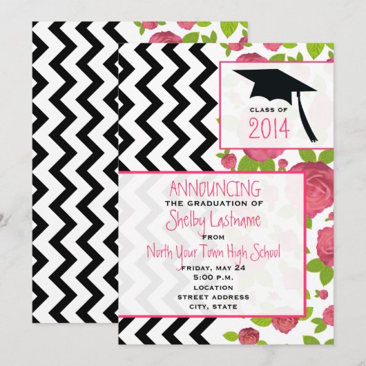 Aankondiging Afstuderen Zigzag & Floral 2014 (Voorkant / Achterkant)