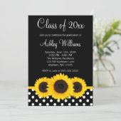 Aankondiging Afstuderen zonnebloem zwarte poolpunt (Staand voorkant)