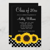 Aankondiging Afstuderen zonnebloem zwarte poolpunt (Voorkant / Achterkant)