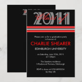 Aankondiging afstuderen zwart en rode strepen (Voorkant / Achterkant)