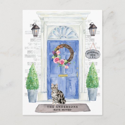 Aankondiging Amerikaanse Shorthair Cat Moving Briefkaart (Voorkant)