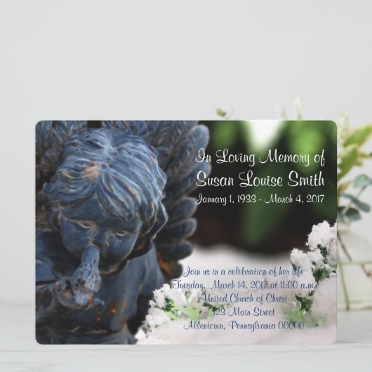 Aankondiging Angel Statue Memorial Service (Staand voorkant)