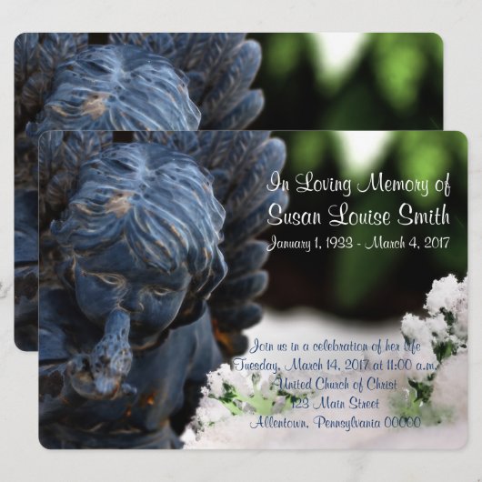 Aankondiging Angel Statue Memorial Service (Voorkant / Achterkant)