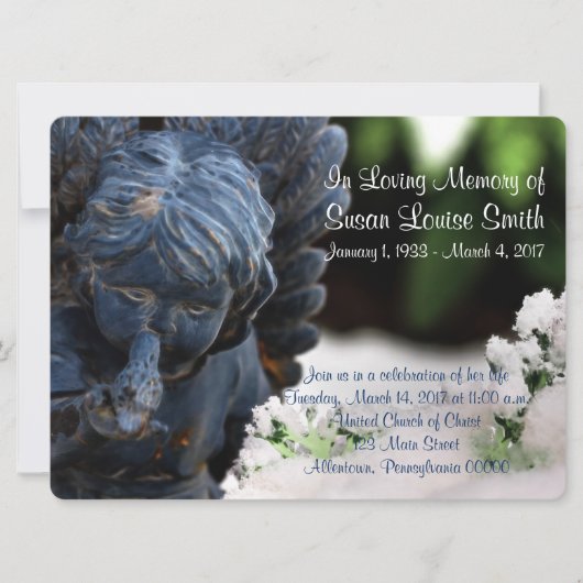 Aankondiging Angel Statue Memorial Service (Voorkant)
