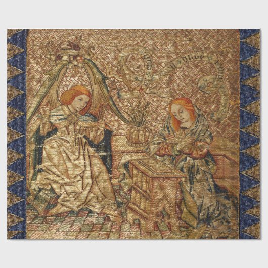 AANKONDIGING ANTIEK GOUDBLAUW BORDUURWERK CADEAUPAPIER (Vlak)