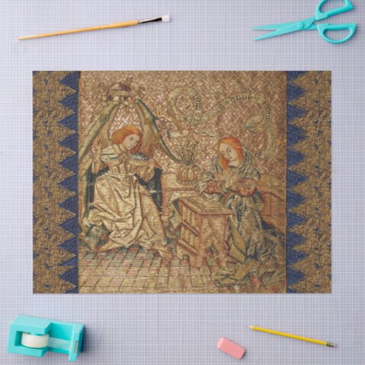 AANKONDIGING ANTIEK GOUDBLAUW BORDUURWERK TISSUEPAPIER (Craft)