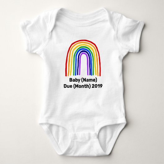 Aankondiging Baby aangepast regenboogpak Romper (Voorkant)