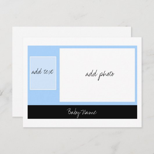 Aankondiging baby: Blauw (Voorkant / Achterkant)