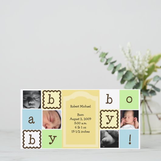 Aankondiging Baby Boy (Staand voorkant)