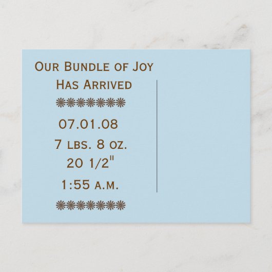 Aankondiging Baby Boy (Achterkant)