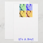Aankondiging Baby Boy Briefpapier (Voorkant / Achterkant)