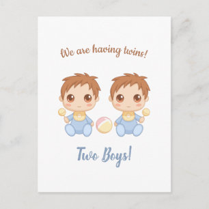 Aankondiging Baby Boy Twins Briefkaart