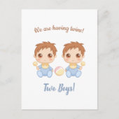 Aankondiging Baby Boy Twins Briefkaart (Voorkant)