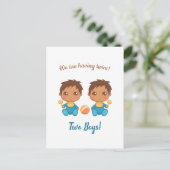 Aankondiging Baby Boy Twins Briefkaart (Staand voorkant)