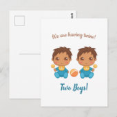 Aankondiging Baby Boy Twins Briefkaart (Voorkant / Achterkant)