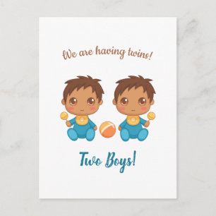 Aankondiging Baby Boy Twins Briefkaart