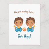 Aankondiging Baby Boy Twins Briefkaart (Voorkant)