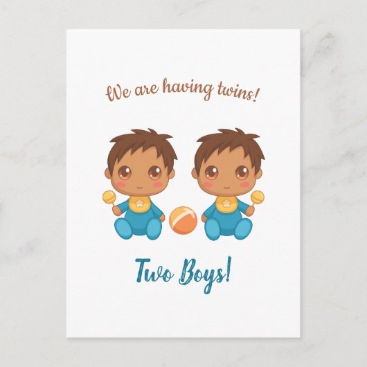 Aankondiging Baby Boy Twins Briefkaart (Voorkant)