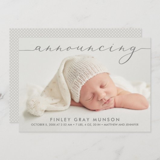 Aankondiging Baby Foto geboorteaankondigingen (Voorkant / Achterkant)