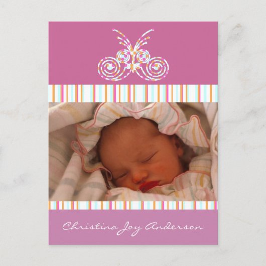 Aankondiging baby meisje - Vlinders (Voorkant)