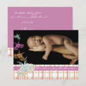 Aankondiging baby meisje - Vlinders (Voorkant / Achterkant)
