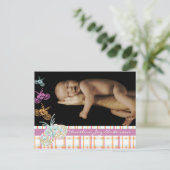 Aankondiging baby meisje - Vlinders (Staand voorkant)
