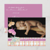 Aankondiging baby meisje - Vlinders (Voorkant / Achterkant)