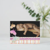 Aankondiging baby meisje - Vlinders (Staand voorkant)