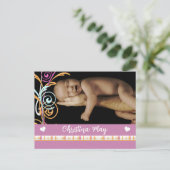 Aankondiging baby meisje - Vlinders (Staand voorkant)