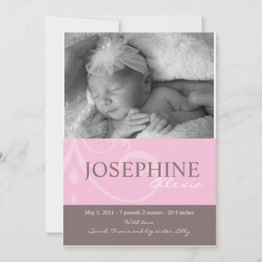 Aankondiging Baby ornament Pink (Voorkant)