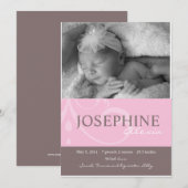 Aankondiging Baby ornament Pink (Voorkant / Achterkant)