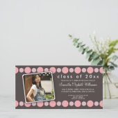 Aankondiging baby roze pokadots Aangepast Afstuder (Staand voorkant)
