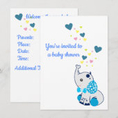 Aankondiging baby shower met Baby olifant (Voorkant / Achterkant)